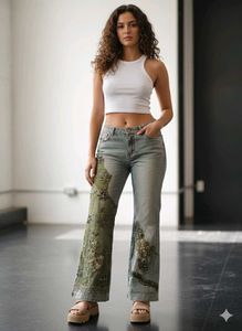 Embroidered Denim Jeans
