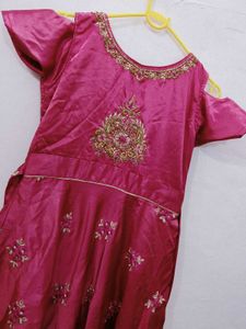 Pink Embroidered Ethnic Gown