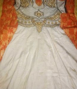 Embroidered Cream &amp; Gold Kurta