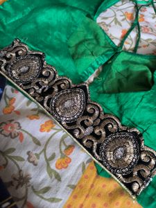 Parrot Green Blouse With Black Border