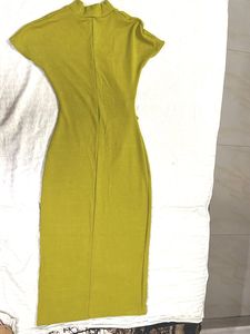 Green Turtleneck Midi Dress