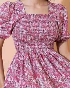 Pink Floral Midi Dress