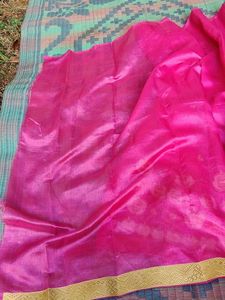 Pink &amp; Gold Embroidered Saree With Blouse