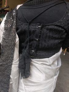 Elegant Silver Saree with Black Border