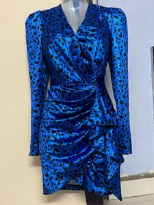 Pintrest Padded Blue Animal Print Dress