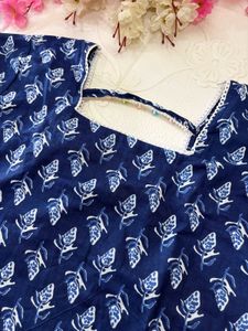 Blue Printed Short Kurti