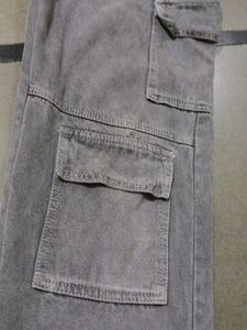 Grey Denim Cargo Jeans With Good Condition