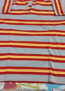 Retro Striped Polo Shirt - Red, Yellow &amp; Grey