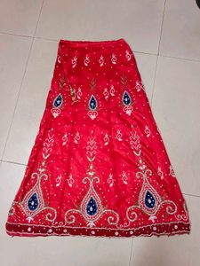 Red Embroidered Lehenga Skirt