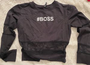 Black #BOSS Mesh Panel Sweatshirt