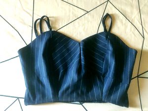 Navy Blue Crop Blouse