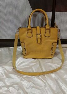 Yellow Snakeskin Satchel