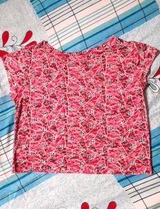 Y2k Pink Abstract Crop Top Women&#39;s Graphic Tshirt