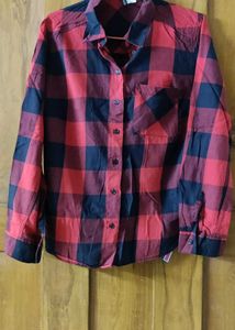 Women Yarn Dyed Red &amp; Black Check Shirt