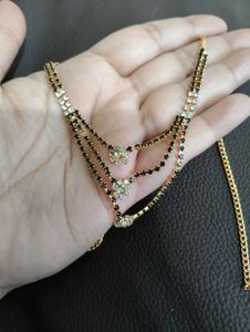 New Layered Black Bead & Rhinestone Mangalsutra