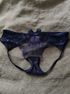 Navy Blue Butterfly Lingerie With Open A**