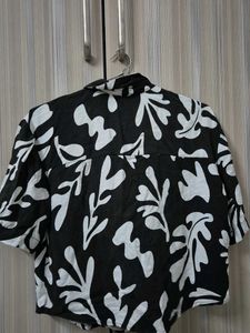 Black And White Half Sleeve Shirt
