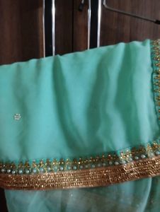 Brown &amp; Gold Embellished Fabric