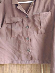 Brown Button-Down Top