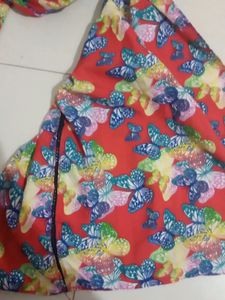 Red colour butterfly printed scarf