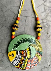 Hand painted terracotta Jewelry Set With Earrings