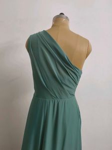 Elegant Sage Green One-Shoulder Gown
