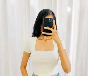 White Square Neck top