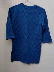 Blue Patterned 3/4 Sleeve Tee