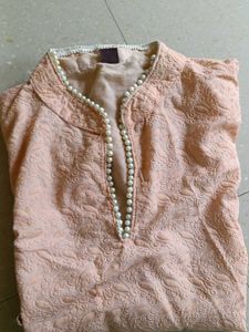 Peach Embroidered Kurta