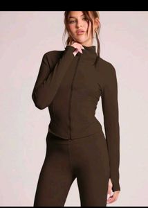 Brown Zip-Up Activewear Set