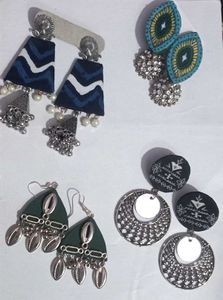 4 COMBO BOHEMIAN FABRIC EARRINGS