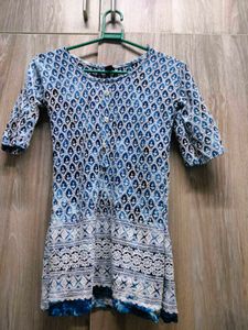Elegant Blue Printed Kurta With Free Gifts