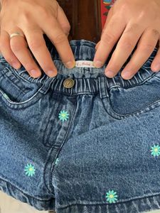 Cute Denim Shorts with Flowers