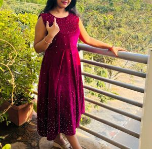 wine  Velvet Dress 👗