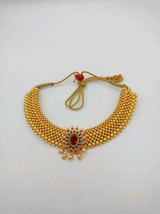 Gold Antique Maroon Green With Ruby Stone Neck