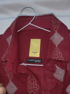 Maroon Patterned Button-Down Shirt