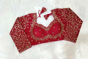 Hot Pink Embroidered Sari Blouse