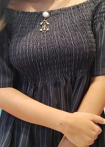 Off Shoulder Top In Navy Blue Colour