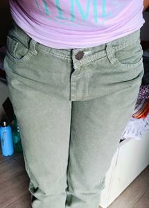 Olive Green Straight Leg Jeans