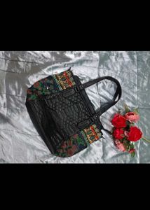 Desigual Quilted Floral Embroidered Handbag