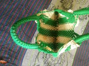 White And Green Combination Bag