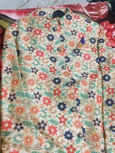 Floral Sherwani with Brooch