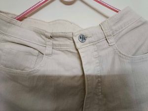 Beige Color Straight Jeans