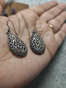 925 Silver Tone Drop Earrings