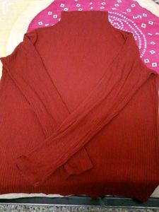 Rust Ribbed Turtleneck Top