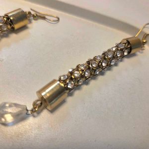 Gold &amp; Rhinestone Drop Earrings.