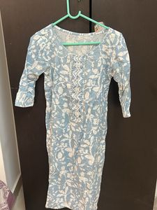 Elegant Blue & White Kurti Set