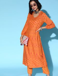 Anouk Ethnic Motifs Viscose RayonKurta Set