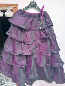 Long Ruffle Skirt With Neck Cover Blouse