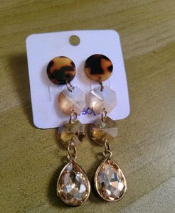 Western Stone Earrings Brown And Golden